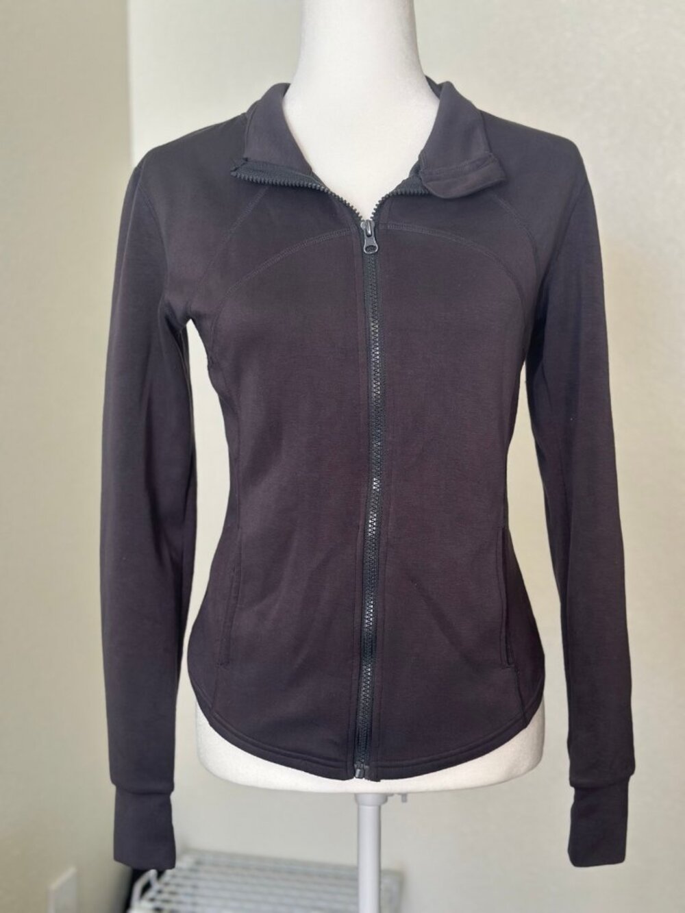 In Good State Black Full Zip Athletic Jacket - Size S, Stand Collar (~16 in PTP)